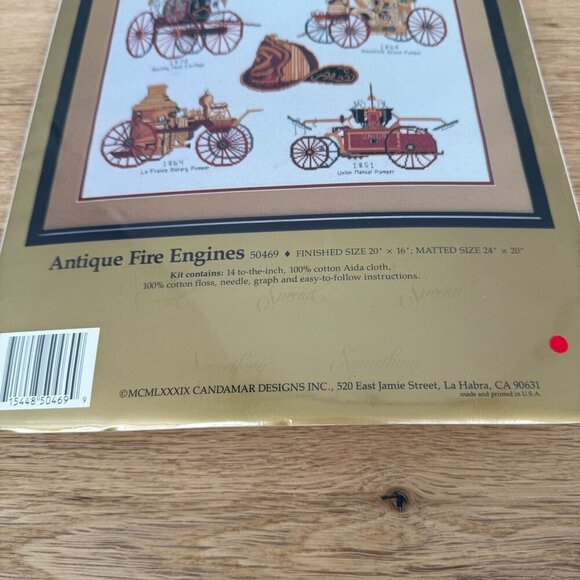 Cadamar Designs Antique Fire Engines Counted Cross Stitch Kit 50469 NEW SEALED - Picture 4 of 5